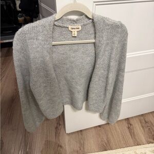 Light Gray slightly Cropped Cardigan Sweater
